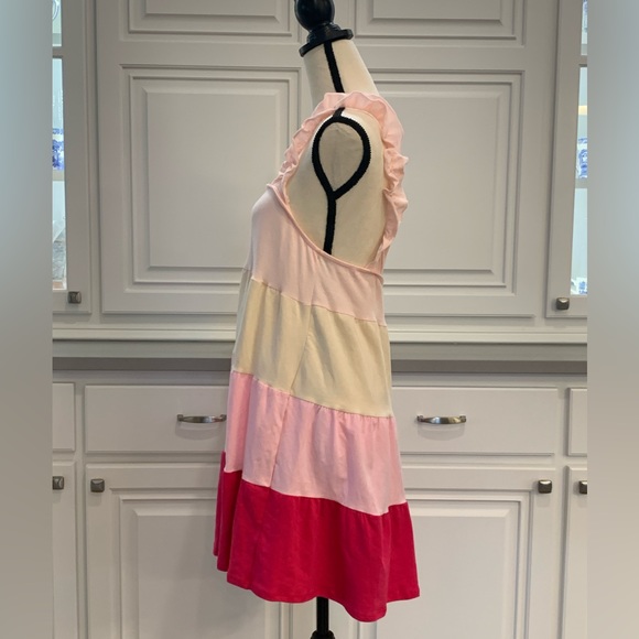 Boutique Brand ~ BiBi ~ Color Block Ruffle Sundress in Cream&Pinks ~ Size L - Picture 5 of 9
